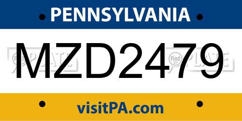 MZD2479 Pennsylvania License Plate