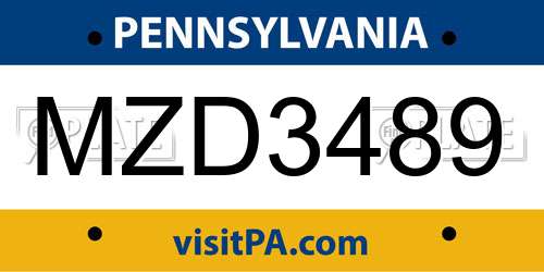 MZD3489 Pennsylvania License Plate