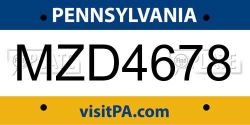 MZD4678 Pennsylvania License Plate