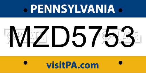 MZD5753 Pennsylvania License Plate