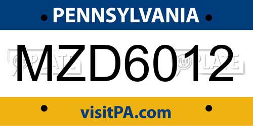 MZD6012 Pennsylvania License Plate