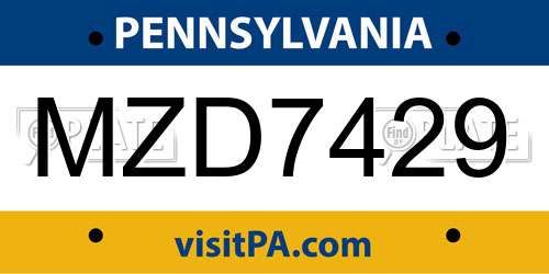 MZD7429 Pennsylvania License Plate