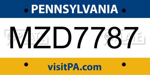 MZD7787 Pennsylvania License Plate