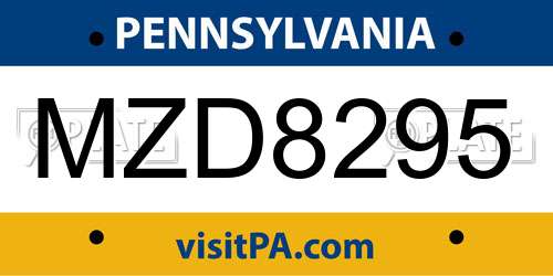 MZD8295 Pennsylvania License Plate