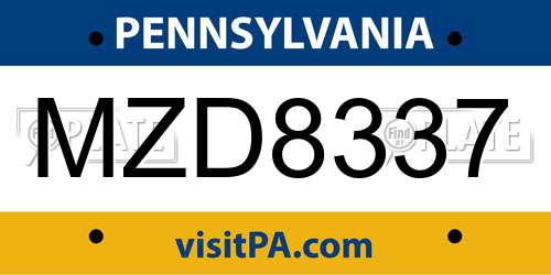 MZD8337 Pennsylvania License Plate