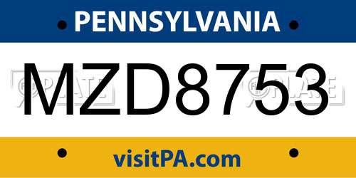 MZD8753 Pennsylvania License Plate