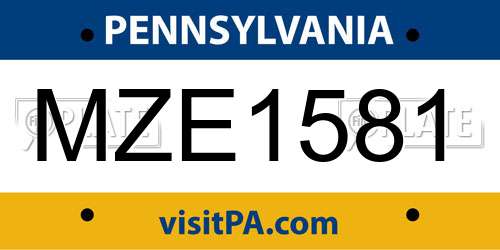 MZE1581 Pennsylvania License Plate