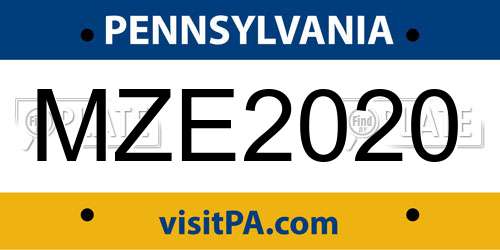 MZE2020 Pennsylvania License Plate
