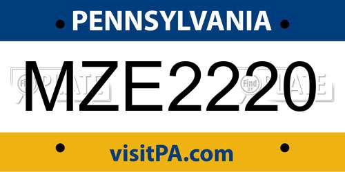 MZE2220 Pennsylvania License Plate