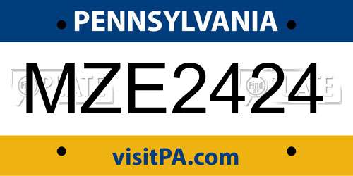 MZE2424 Pennsylvania License Plate