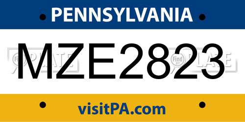 MZE2823 Pennsylvania License Plate