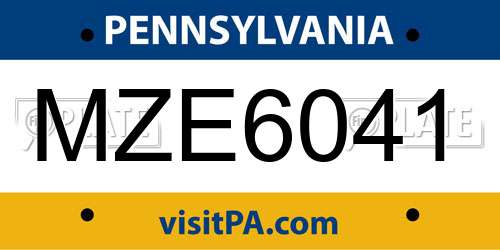 MZE6041 Pennsylvania License Plate