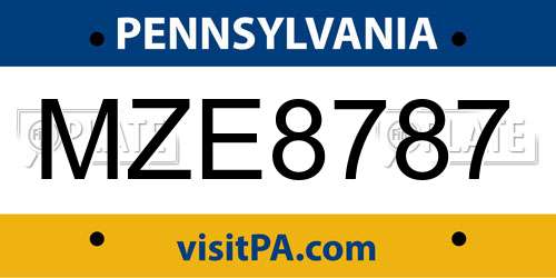 MZE8787 Pennsylvania License Plate