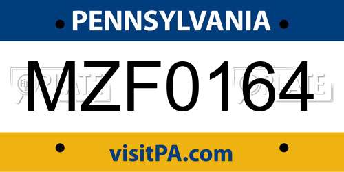 MZF0164 Pennsylvania License Plate