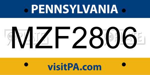 MZF2806 Pennsylvania License Plate