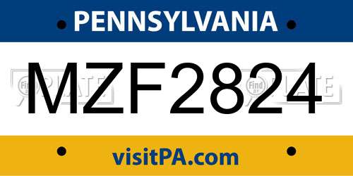 MZF2824 Pennsylvania License Plate