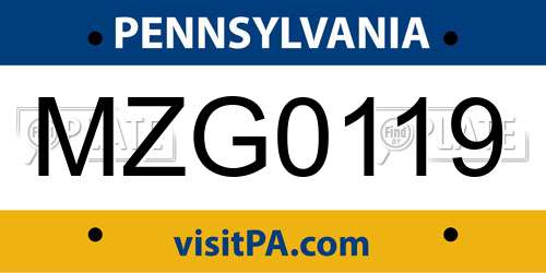 MZG0119 Pennsylvania License Plate