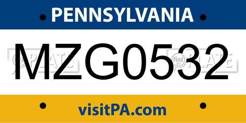 MZG0532 Pennsylvania License Plate
