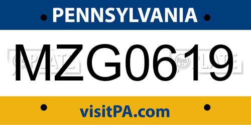 MZG0619 Pennsylvania License Plate