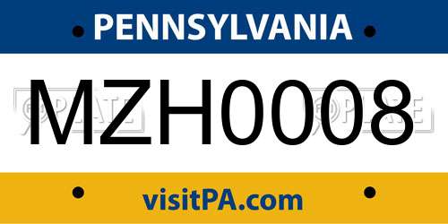 MZH0008 Pennsylvania License Plate