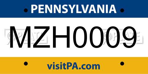 MZH0009 Pennsylvania License Plate