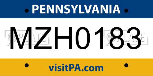 MZH0183 Pennsylvania License Plate