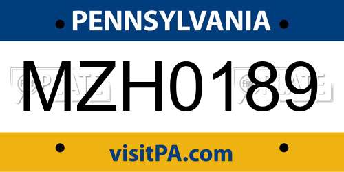 MZH0189 Pennsylvania License Plate
