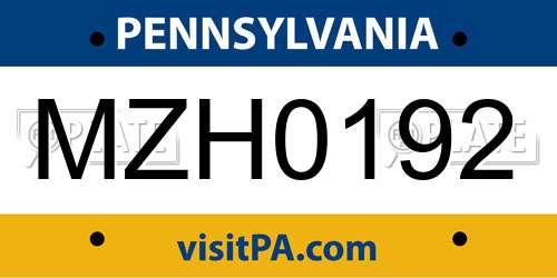 MZH0192 Pennsylvania License Plate