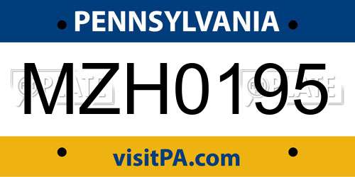 MZH0195 Pennsylvania License Plate