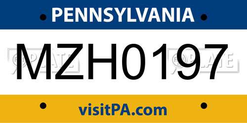 MZH0197 Pennsylvania License Plate