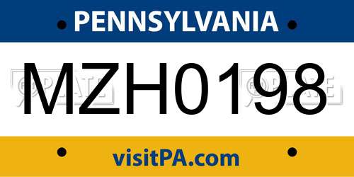 MZH0198 Pennsylvania License Plate