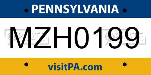 MZH0199 Pennsylvania License Plate