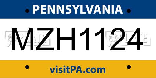 MZH1124 Pennsylvania License Plate