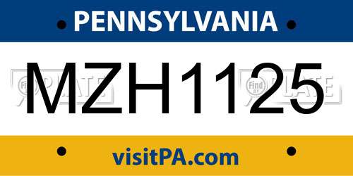 MZH1125 Pennsylvania License Plate