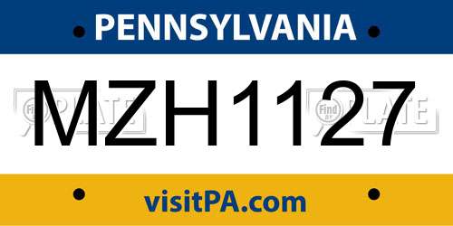 MZH1127 Pennsylvania License Plate