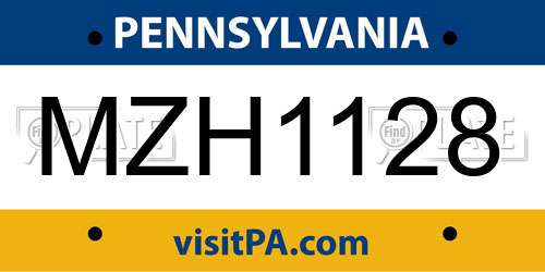 MZH1128 Pennsylvania License Plate