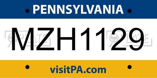 MZH1129 Pennsylvania License Plate
