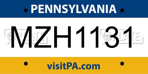 MZH1131 Pennsylvania License Plate