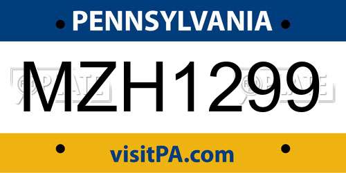 MZH1299 Pennsylvania License Plate