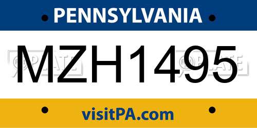 MZH1495 Pennsylvania License Plate