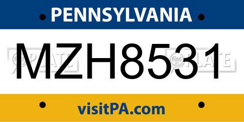 MZH8531 Pennsylvania License Plate