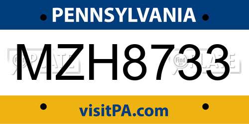 MZH8733 Pennsylvania License Plate