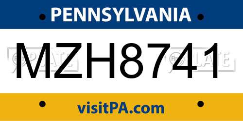 MZH8741 Pennsylvania License Plate