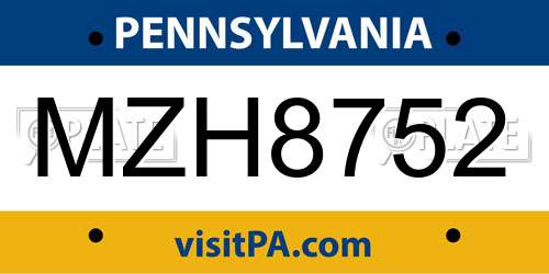 MZH8752 Pennsylvania License Plate