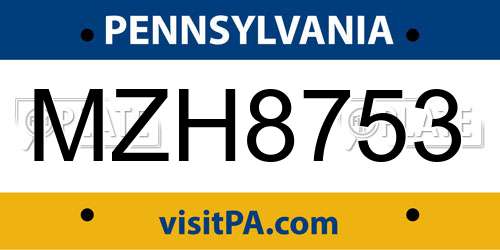 MZH8753 Pennsylvania License Plate