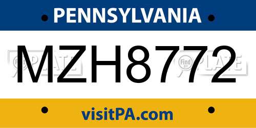 MZH8772 Pennsylvania License Plate