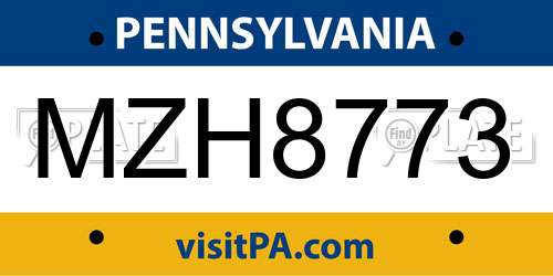 MZH8773 Pennsylvania License Plate