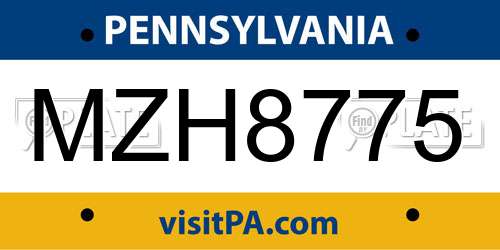 MZH8775 Pennsylvania License Plate
