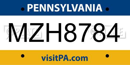 MZH8784 Pennsylvania License Plate