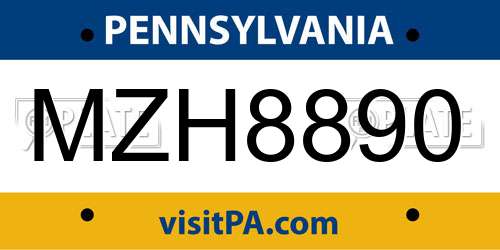 MZH8890 Pennsylvania License Plate
